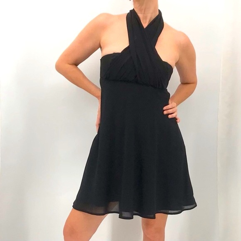 Max Mara Vintage Y2K Chiffon Wedding Guest LBD Evening Party Cocktail Dress
